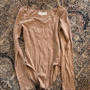 Urban Outfitters Light Brown Long Sleeve Bodysuit